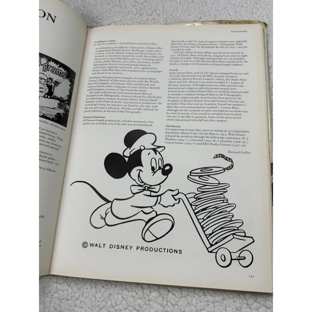 The Disney Studio Story Hardcover Book Richard Holliss Brian‎ Sibley 1988 ISBN